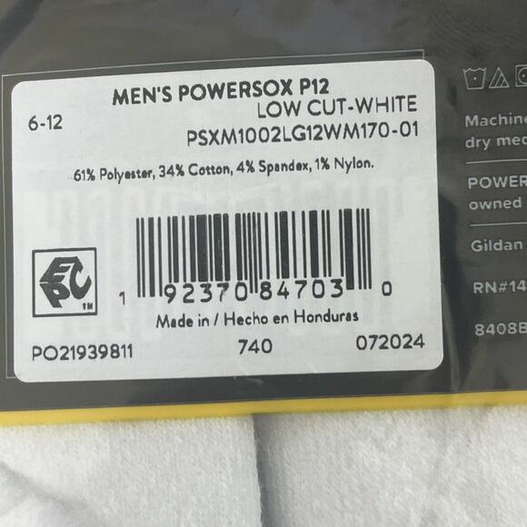 Powersox AllSport Men's Low Cut Socks 12 Pair White Size 6-12 NEW - Picture 5 of 7